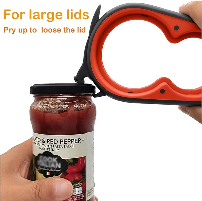 Otstar Jar Opener Bottle Opener and Can Opener for Weak hands, Seniors with Arthritis and Anyone with Low Strength, Mutil Jar Opener Get Lids Off Easily (Black and Red)
