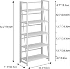 No-Assembly Folding Bookshelf Storage Shelves 5 Tiers Vintage Multifunctional Plant Flower Stand Storage Rack Shelves Bookcase for Home Office(All White)