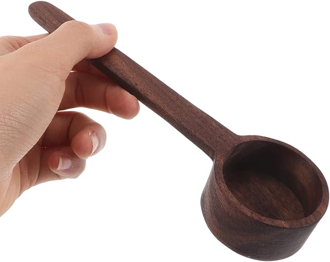 OUNONA Wooden Bath Salt Scoop with Long Handle for Comfortable Massage and Durability, for Home and Hotels, Coffee Color, Small Wooden Spoon for Salts