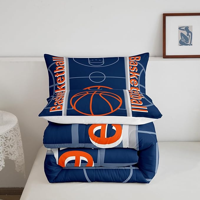 Feelyou Basketball Bedding Set King Size Gaming Sports Comforter Set for Kids Boys Girls Decor Ball Games Comforter Basketball Sports Duvet Set Bedroom Quilt Set