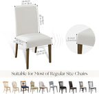 MOSAYT 100% Waterproof Dining Room Chair Covers Set of 4, Super Fit Stretch Jacquard Parson Chairs Slipcovers Removable Washable Chair Seat Protectors for Home, Kitchen, Banquet (White - XL)