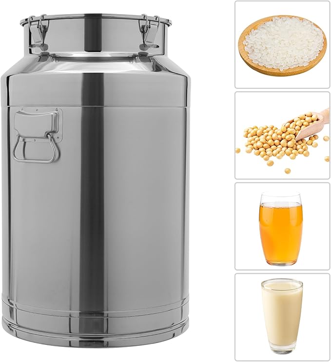 Stainless Steel Milk Can, 304 Stainless Steel Pail 20Gal Milk Can with Sealed Lid, 76L Hanging Lid Metal Milk Jug Bucket for Oil Tea Wine