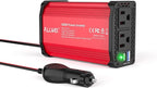 ALLWEI 300W Power Inverter DC 12V to 110V AC, Compact Car Plug Adapter Outlet with 27W PD USB-C &18W USB-A Fast Charging, Cigarette Lighter Adapter Car Charger for Phone, Laptop on Road Trip - Red