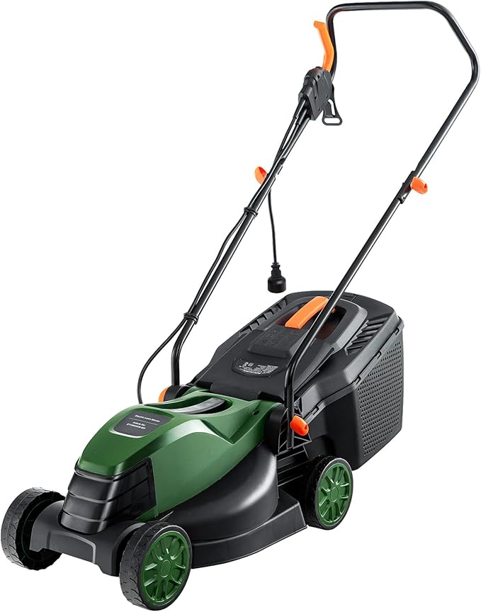 Goplus Lawn Mower, Electric Lawn Mowers with Grass Collection Box, 12 AMP Motor, 14" Cutting Deck, 3 Adjustable Cutting Positions, Walk-Behind Small Corded Lawnmower for Garden Farm Yard