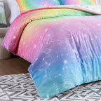Holawakaka Tie Dye Constellation Print Rainbow Ombre Comforter Set Queen Size Girls Boys Gradient Galaxy Bedding Sets Teens Boho Bed Set(Multi,Queen)