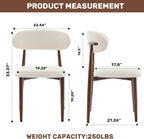 UVV Dining Chairs Set of 2, Metal Kitchen Chairs with Modern Fabric Upholstered for Dining Room, Beige