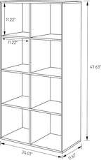 PACHIRA E-Commerce US 8 Cube Storage Organizer, Unit Shelf, Wooden Closet Cabinet, Bookshelf Rack in Study, each cube11.22, DARK BROWN