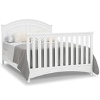 Delta Children Perry 6-in-1 Convertible Crib - Greenguard Gold Certified, Bianca White + Simmons Kids Radiant Sky Dual Sided Baby Crib Mattress and Toddler Mattress (Bundle)