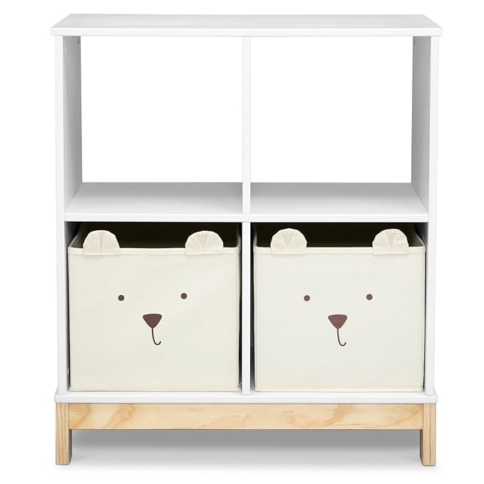 Delta Children babyGap Graham 4-in-1 Convertible Crib with Storage Drawer + Brannan Bear Bookcase with Bins + Brannan Bear Wall Shelf with 4 Hooks, Bianca White (Bundle)