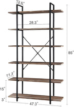 HOMISSUE Bookshelf,6-Tier Tall Bookshelf Industrial Bookcase and Bookshelves,Rustic Storage Rack with Open Shelves for Living Room Bedroom and Kitchen