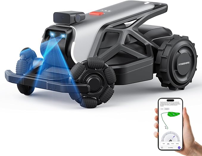Robot Lawn Mower 21.9V 15000mAh 328.5Wh, 65% Slope, 2400㎡ Mowing Area, AI Vision & RTK Auto-Mapping, 1.18"-3.54" Cutting Height, Smart Collision Avoidance, APP Control, IPX6 Waterproof