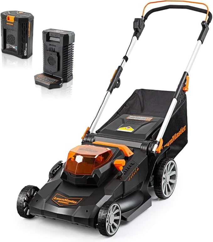 Cordless 21-Inch Brushless Push Lawn Mower 60V Max with Battery & Fast Charger