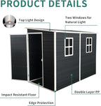 LANTRO JS Outdoor Storage Shed with Floor Included, 4x8FT Plastic Storage Shed with Floor with 2 Windows and Lockable Door, Backyard Storage Sheds for Garden Tools, Bike