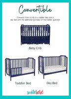 Suite Bebe Celeste 3 in 1 Convertible Island Crib Wood and Acrylic, Navy Blue