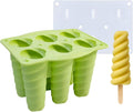 Generic Silicone Popsicle Mould With Lid,Popsicle Molds 6 Pieces Ice Pop Molds BPA Free Popsicle Mold Reusable Easy Release Ice Pop Make Homemade children DIY ice cream food grade Mold (spiral-green)