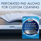 Glisten Cooktop and Kitchen Cleaning Pads for Glass, Gas Ranges, Ovens, Microwaves, and More, Dissolves Grease and Baked on Foods, Lemon Scent, 14 Large Pads or 28 Small Pads