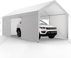 VEVOR Carport, 12 x 20 FT Outdoor Car Canopy, Potable Carport with Removable Sidewalls & Door, Heavy Duty Car Shelter, UV-Resistant & Water-Resistant, All-Season Protection for Automobile Boat White