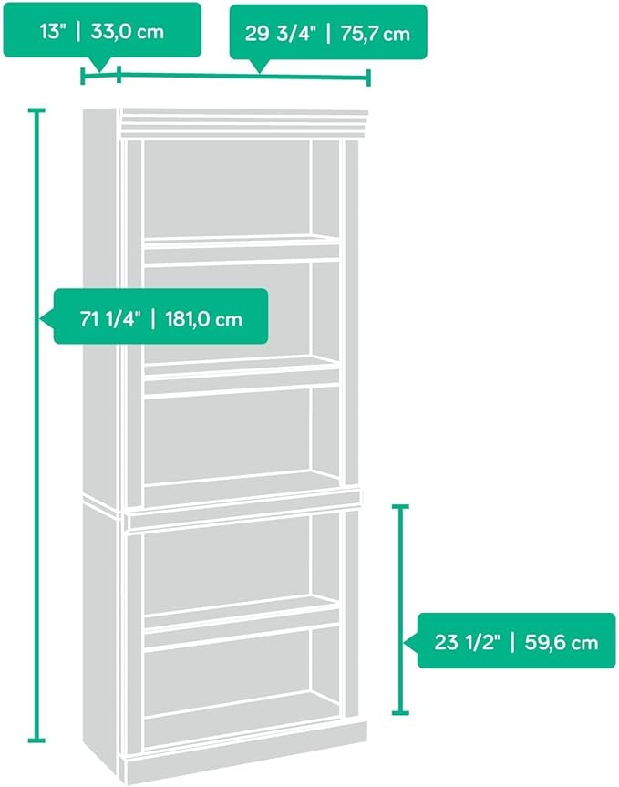Sauder Heritage Hill Library/Book shelf, L: 29.80" x W: 12.99" x H: 71.26", Classic Cherry finish