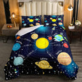 Erosebridal Outer Space Comforter Set Starry Sky Bedding Set Full Size for Kids Boys Girls Room Galaxy Planet Space Duvet Sets Solar System Cartoon Down Comforter 3 Pieces with 2 Pillow Cases, Blue