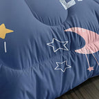 Kawaii Sloth Comforter Set 3 Pieces Outer Space Moon Cloudy Star Bedding Set Cartoon Animal Astronaut Bed Quilt Set for Girls Boys Kids with 1 Comforter and 2 Pillow Cases, Blue