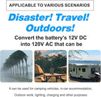 3000W Pure Sine Wave Power Inverter 12V DC to 110V AC Converter Peak Power 6000W Car Inverter with 4 AC Outlets, 1 USB Port, Cables Included & Remote Controller for RV Truck Off-Grid Solar