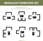 Patio Furniture Set,4 Piece Garden Conversation Set, Outdoor Wicker Rattan Table and Chairs, Black Patio Set, Sectional Sofa with Thick Cushion for Garden, Yard, or Porch (Black/Beige)