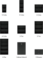 Apexa 6 Cube Storage Organizer Shelves, Stackable Wood Bookcase Fits Cubby Bins for Organization, Dorm Teen Room Decor & Home Office, Black