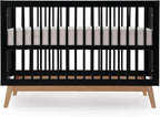 dadada Baby Soho 3-in-1 Convertible Crib to Toddler Bed – Wooden Crib Made in Italy, GREENGUARD Gold Certified Small Baby Crib – Baby-Safe Finish, Modern Design (Black/Natural)