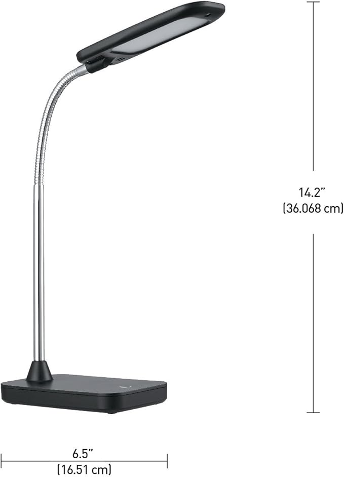 Globe LED Integrated Desk Lamp, Black, Chrome Gooseneck