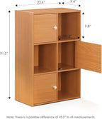 Furinno Pasir 3 Tier Shelf with 3 Door/Round Handle, Steam Beech
