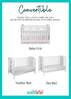 Suite Bebe Celeste 3 in 1 Convertible Island Crib, Wood and Acrylic, White