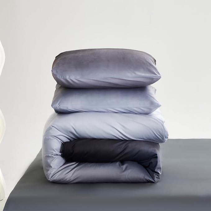 Wellboo Grey Gradient Comforter Sets Queen Silver Grey Velvet Bedding Comforters Modern Plain White and Dark Grey Flannel Quilts Farmhouse Abstract Art Gray Comforters Micromink Sherpa Fuzzy Plush Bed