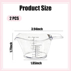 2-Pack 2 Oz Mini Measuring Cups, Kitchen, Crafts, Beauty Projects | Tbsp/Oz/Ml Markings, Clear Easy-Read Scale, Laundry detergent dosing, hair dye mixing, spa chemical measuring, resin DIY