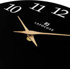 Lafocuse 12 Inch Silent Black Wall Clock Battery Operated for Living Room Decor, Simple Minimalist Wooden Wall Clock for Kitchen Bedroom Office