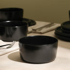 Stone Lain Eden 12-Piece Dinnerware Set Stoneware, Plates and Bowls Set, Dishwasher and Microwave Safe Dish, Dish Set for 4, Black
