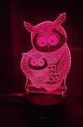 Owls 3D Night Lights Mother and Kids 7 Color Changing USB LED Table Arts Lamp for Great Kids Xmas Birthday Gifts Baby Store Office Kindergarten Decoration