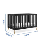 Delta Children Essex 4-in-1 Convertible Baby Crib, Ebony with Natural Legs