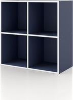 Apexa 4 Cube Storage Organizer Shelves, Stackable Wood Bookcase Fits Cubby Bins for Organization, Dorm Teen Room Decor & Home Office, Steel Blue