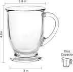 QAPPDA Glass Mugs, Clear Coffee Mugs With Handle 15 oz,Tea Mugs 450ml | Beer Glasses With Handle,Glass Cup Drinkware For Beverage,Juice,Latte Cups Cappuccino Mugs Beer Mug Water Cups Sets of 8