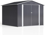 Polar Aurora Outdoor Storage Shed, Metal Garden Shed with Updated Frame Structure, Tool Sheds for Backyard Garden Patio Lawn (Black, 8x8 FT)