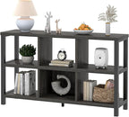 FOLUBAN 6 Cube Storage Organizer with Shelf, Wood and Metal Cubby Bookcase, Industrial Low Horizontal Bookshelf (Dark Grey, 47 Inch)