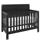 Baby Relax Miles 5-in-1 Convertible Crib, Solid Pine Wood, Black