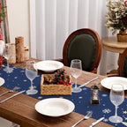 GEEORY Christmas Table Runner 13x36 Inch, Xmas Trees Snowflakes Holiday Decorative Farmhouse Table Decoration for Kitchen Dinning, Indoor Outdoor Dinner Party Decor (Blue) GT151-36