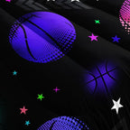 Datura home Kids Comforter Set Glowing Basketball Printed Pattern Bedding Set with 1 Comforter and 2 Pillowcases for Girls Boys Bedroom All Season(Basketball1 Full)