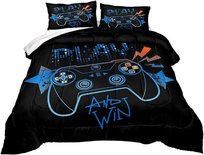 Gaming Comforter for Boys Teen,Game Contoller Bedding Set for Boys Kids,Down Alternative Comforter for All Season,Gamer Home Decor for Boys Comforter Set (Comforter-Game21, Full)