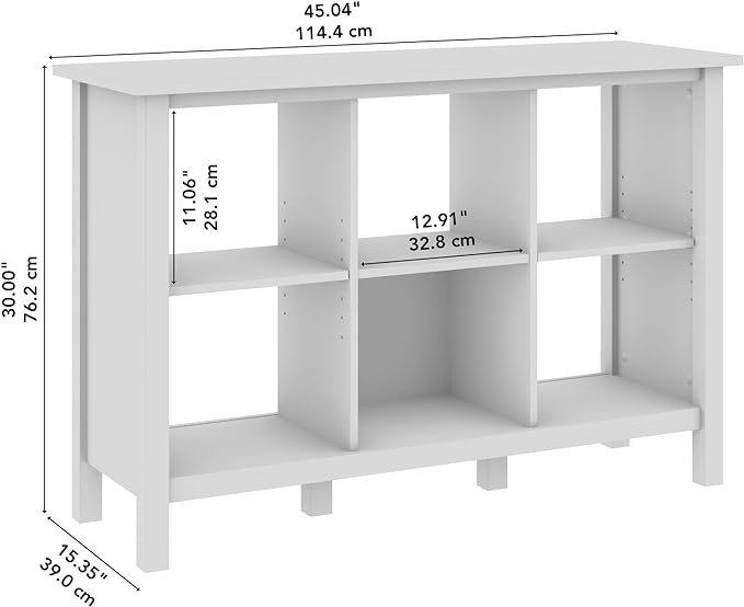 Bush Furniture Broadview 6 Cube Organizer in Classic Black | Storage for Home Office Workspace