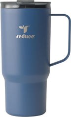 REDUCE 24 oz Hot1 Vacuum Insulated Mug for Hot Tea, Coffee and Other Hot Drinks - With Flo-Motion Lid and Handle, Single-Serve and Cupholder Friendly, Keeps Drinks Hot for up to 8 Hrs, Mineral Blue