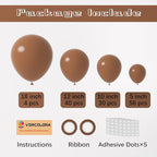130pcs Brown Balloons Different Sizes 18" 12" 10" 5" Dark Brown Party Latex Balloons for Birthday Baby Shower Gender Reveal Graduation Wedding Anniversary Party Decorations