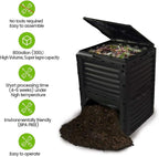 80 Gallon (300L) Large Capacity Static Compost Bin - Forest Green Outdoor Waste Composter with Easy-Access Hatch, Efficient Aeration System for Fast Organic Fertilizer, Sturdy Design