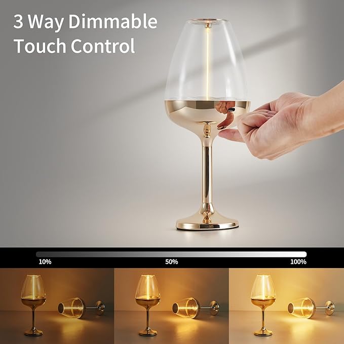 Romantic Cordless Table Lamp Adjustable - Table Lights 3 Modes (Light, Dark, Breathing), Touch Lamp, Battery Operated-IP65 Waterproof for Outdoor Patio/Restaurants/Home/Dinner